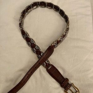 Vtg BRIGHTON BOHO CHIC WESTERN Leather Belt Ornate Metal Work sz M